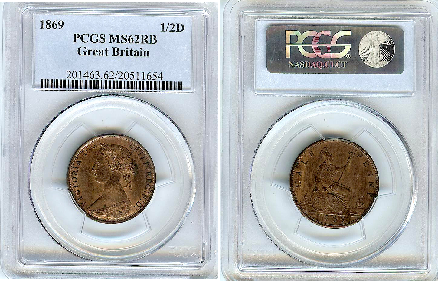 Angleterre Demi penny 1869 SPL